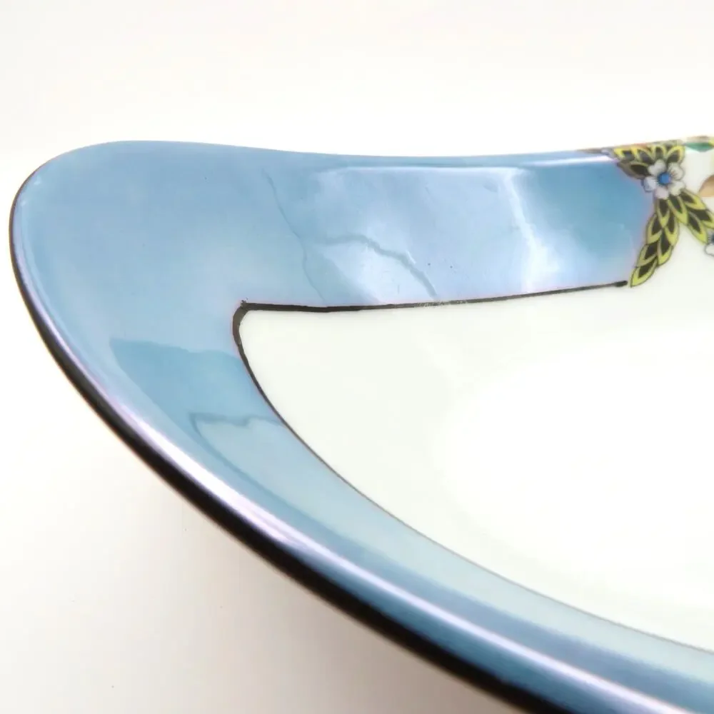 Antique Noritake M Wreath Relish Celery Dish Hand Painted Japan Art Deco Floral